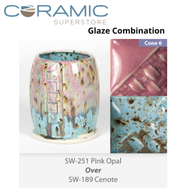 Pink Opal SW251 over Cenote SW189 Stoneware Combination